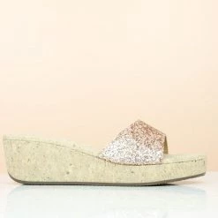 Inc.5 Ethnic GLITTERY PLATFORM MULE-ROSE GOLD