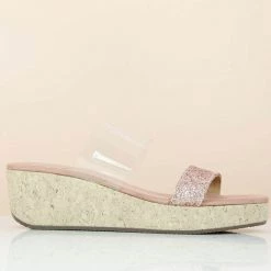 Inc.5 TRANSPARENT STRAP PLATFORM-ROSE GOLD SALE