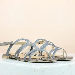 Inc.5 SALE GLITTERY FLAT PARTY SANDAL-GUN METAL