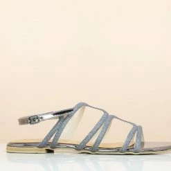 Inc.5 SALE GLITTERY FLAT PARTY SANDAL-GUN METAL