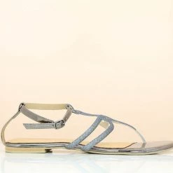 Inc.5 SALE GLITTERY FLAT SANDAL-GUN METAL