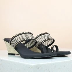 Inc.5 SALE NET DIAMOND VEDGE HEEL-BLACK