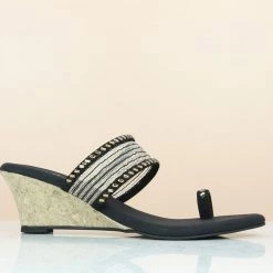 Inc.5 SALE NET DIAMOND VEDGE HEEL-BLACK