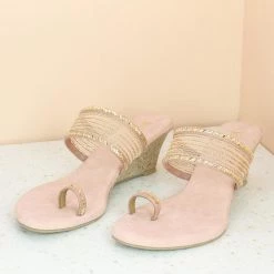 Inc.5 NET DIAMOND VEDGE HEEL-PEACH