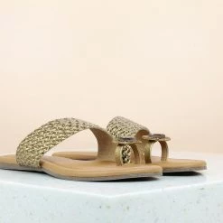 Inc.5 LACED FLAT THONG-ANTIQUE GOLD SALE