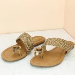 Inc.5 LACED FLAT THONG-ANTIQUE GOLD SALE