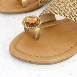 Inc.5 LACED FLAT THONG-ANTIQUE GOLD SALE