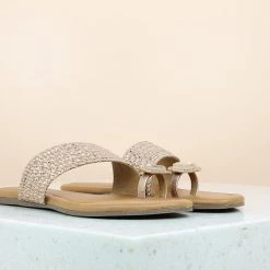 Inc.5 LACED FLAT THONG-ROSE GOLD