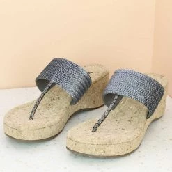 Inc.5 SEQUIN LACE PLATFORM THONG-GUN METAL SALE