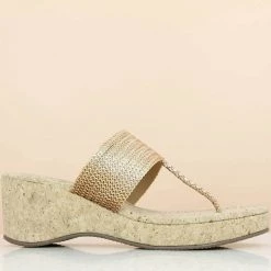 Inc.5 SEQUIN LACE PLATFORM THONG-ROSE GOLD