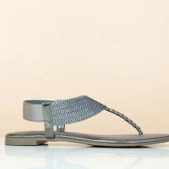 Inc.5 SALE SEQUINS FLAT SANDAL-GUN METAL