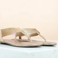 Inc.5 SALE SEQUINS FLAT SANDAL-ROSE GOLD