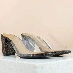 Inc.5 TRANSPARENT BLOCK MULE-ANTIQUE GOLD