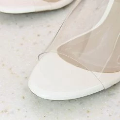 Inc.5 Casual TRANSPARENT BLOCK MULE-WHITE