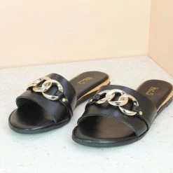 Inc.5 FLAT PLATED HEEL MULE-BLACK Casual