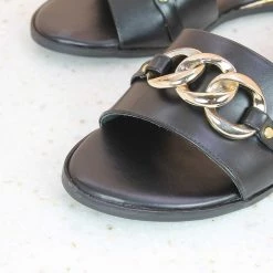 Inc.5 FLAT PLATED HEEL MULE-BLACK Casual