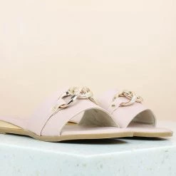 Inc.5 SALE FLAT PLATED HEEL MULE-PEACH