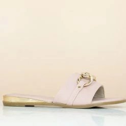 Inc.5 SALE FLAT PLATED HEEL MULE-PEACH