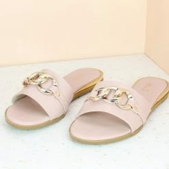 Inc.5 SALE FLAT PLATED HEEL MULE-PEACH