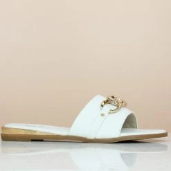 Inc.5 FLAT PLATED HEEL MULE-WHITE Casual