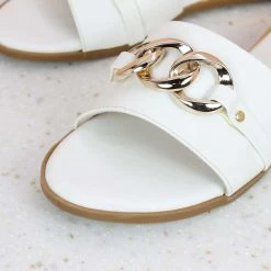 Inc.5 FLAT PLATED HEEL MULE-WHITE Casual
