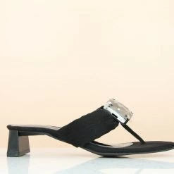 Inc.5 BLOCK HEEL STONE THONG-BLACK SALE