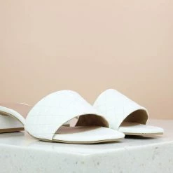 Inc.5 SALE BLOCK CASUAL HARD HEEL MULE-WHITE