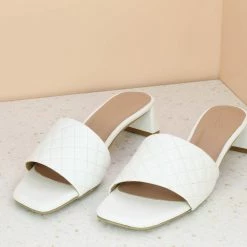 Inc.5 SALE BLOCK CASUAL HARD HEEL MULE-WHITE