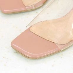 Inc.5 TRANSPARENT BLOCK HEEL MULES - PINK