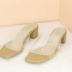 Inc.5 Casual TRANSPARENT BLOCK MULE-BEIGE