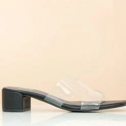 Inc.5 SALE TRANSPARENT BLOCK MULE-BLACK