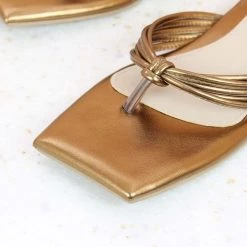 Inc.5 SALE SQUARE SHAPE STRAPY FLAT THONG-ANTIQUE GOLD