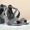 Inc.5 SALE GLITTERED COUNTER SANDAL - GUN METAL