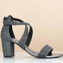 Inc.5 SALE GLITTERED COUNTER SANDAL - GUN METAL 8 Inc.5 SALE GLITTERED COUNTER SANDAL - GUN METAL