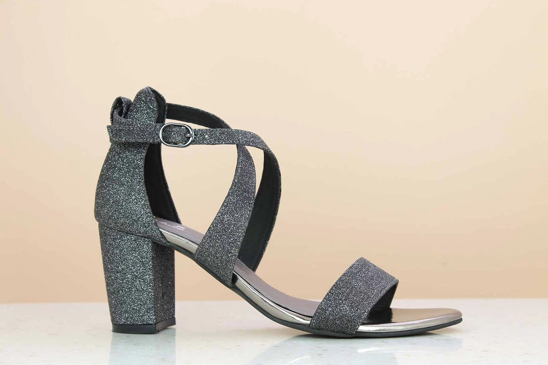 Inc.5 SALE GLITTERED COUNTER SANDAL - GUN METAL 5 Inc.5 SALE GLITTERED COUNTER SANDAL - GUN METAL