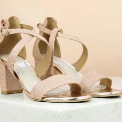Inc.5 GLITTERED COUNTER SANDAL - ROSE GOLD