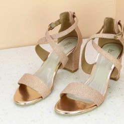 Inc.5 GLITTERED COUNTER SANDAL - ROSE GOLD