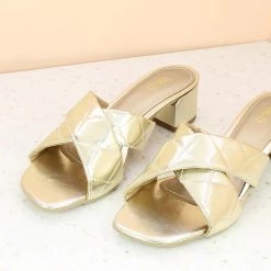 Inc.5 BLOCK HEEL METALLIC MULES