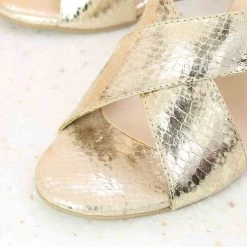 Inc.5 SALE SNAKE PRINT BLOCK HEEL-GOLD