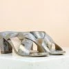 Inc.5 SNAKE PRINT BLOCK HEEL-GUN METAL