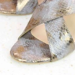 Inc.5 SNAKE PRINT BLOCK HEEL-GUN METAL