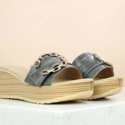 Inc.5 SALE PLATFORM CASUAL PU MULE-GREY