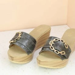 Inc.5 SALE PLATFORM CASUAL PU MULE-GREY