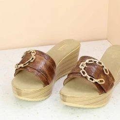 Inc.5 PLATFORM CASUAL PU MULE-TAN