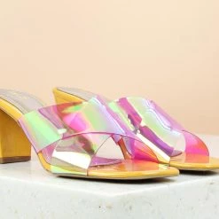 Inc.5 TRANSPARENT CROSS STRAP MULES