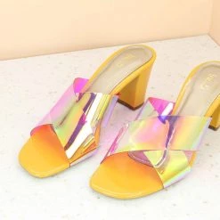 Inc.5 TRANSPARENT CROSS STRAP MULES