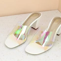 Inc.5 TRANSPARENT CROSS STRAP MULES