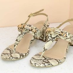 Inc.5 SALE SNAKE PRINT SANDAL - BEIGE