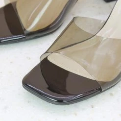 Inc.5 TRANSPARENT BLOCK HEEL MULES