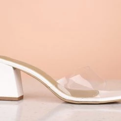 Inc.5 Inc5 BLOCK TRANSPARENT MULES-WHITE